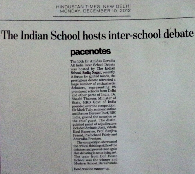 Hindustan Times, Monday, 10 December, 2012.