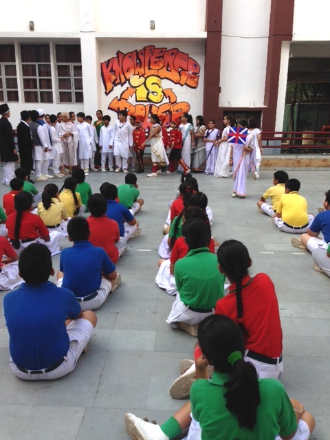 Special assembly for Gandhi Jayanti by class 5 E.