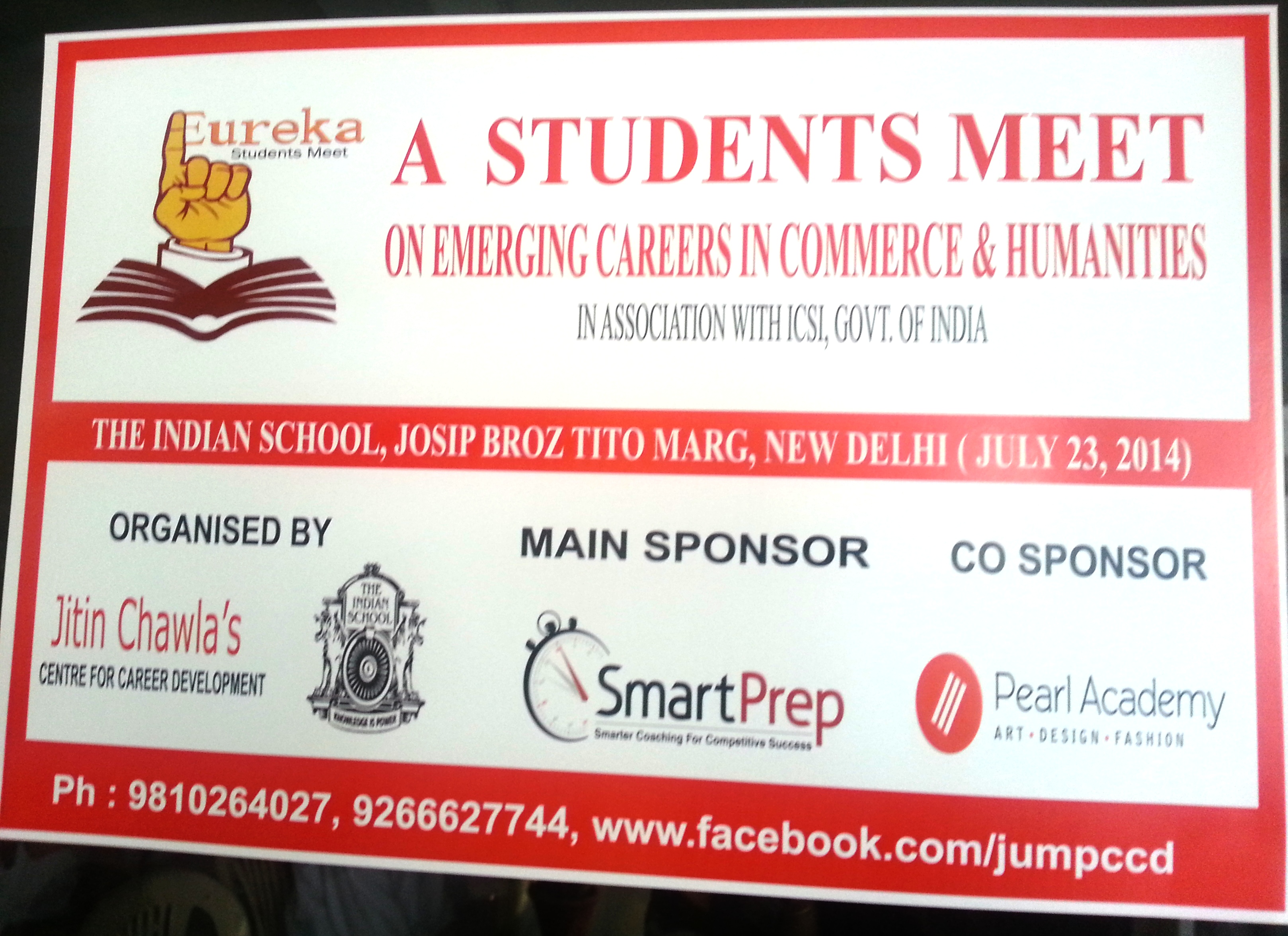 Eureka- A students meet on emerging careers in commerce and humanities in association with ICSI, Govt. of India