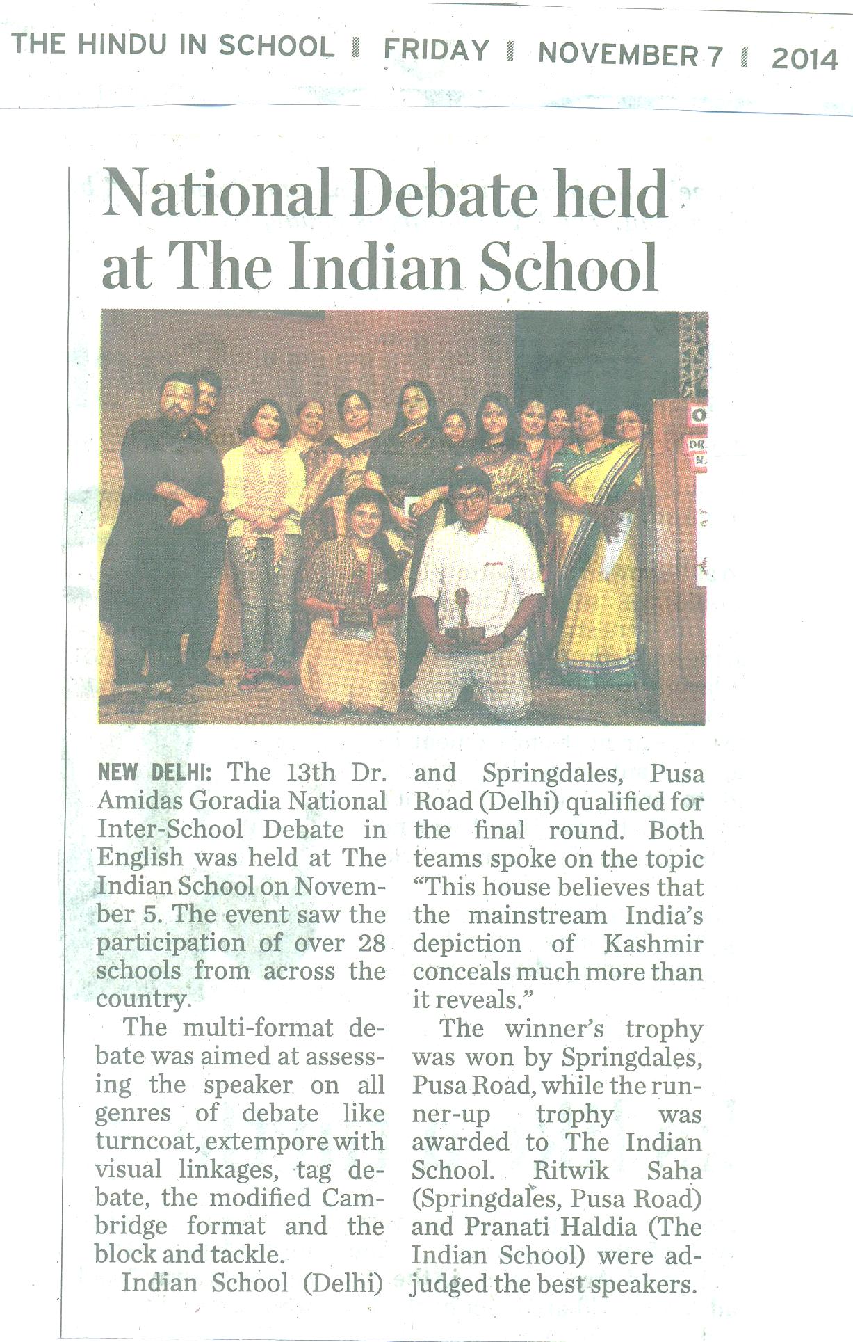 THE HINDU IN SCHOOL, FRIDAY, 7 NOVEMBER,2014