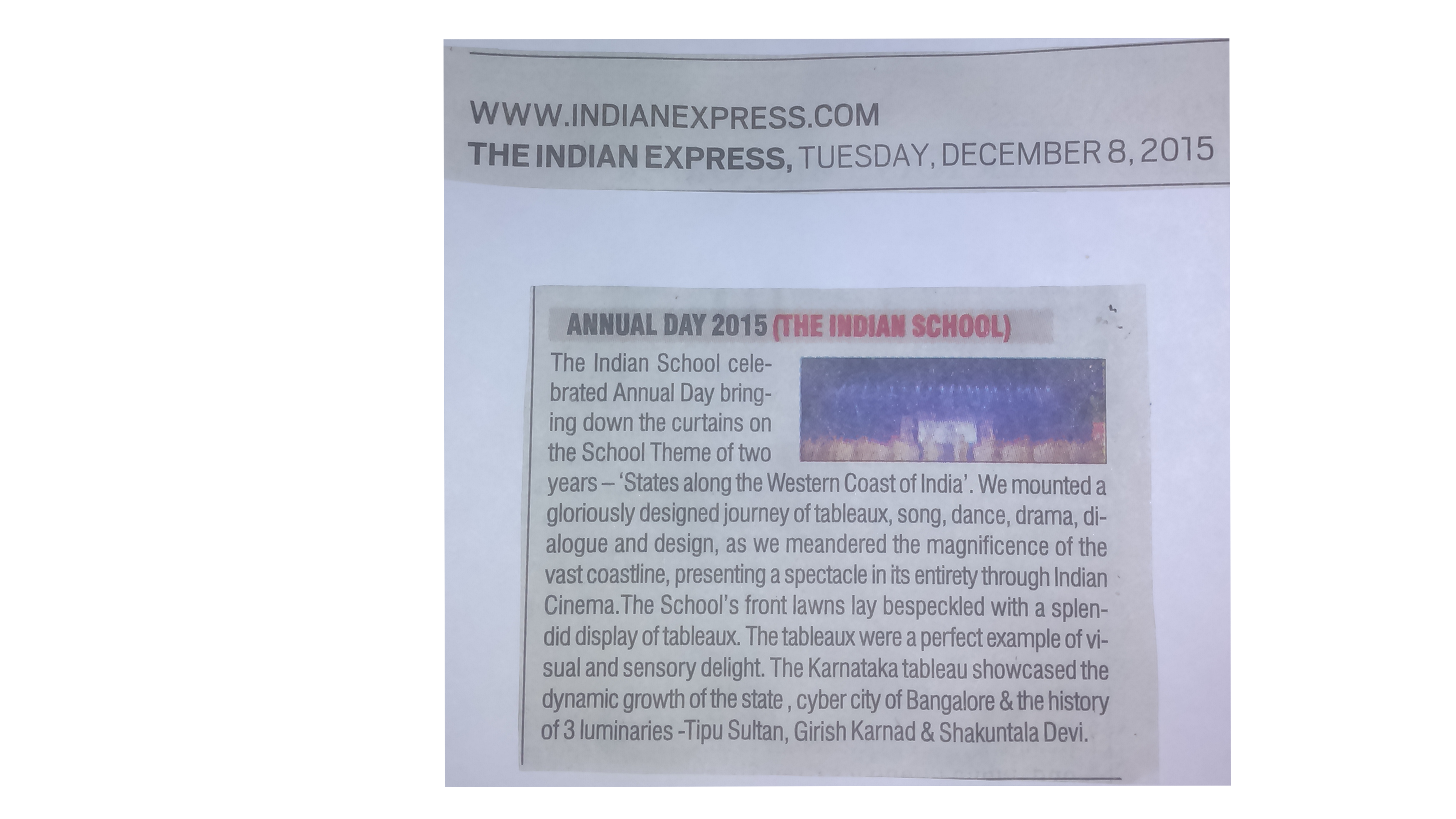THE INDIAN EXPRESS, TUESDAY,  08 DECEMBER 2015