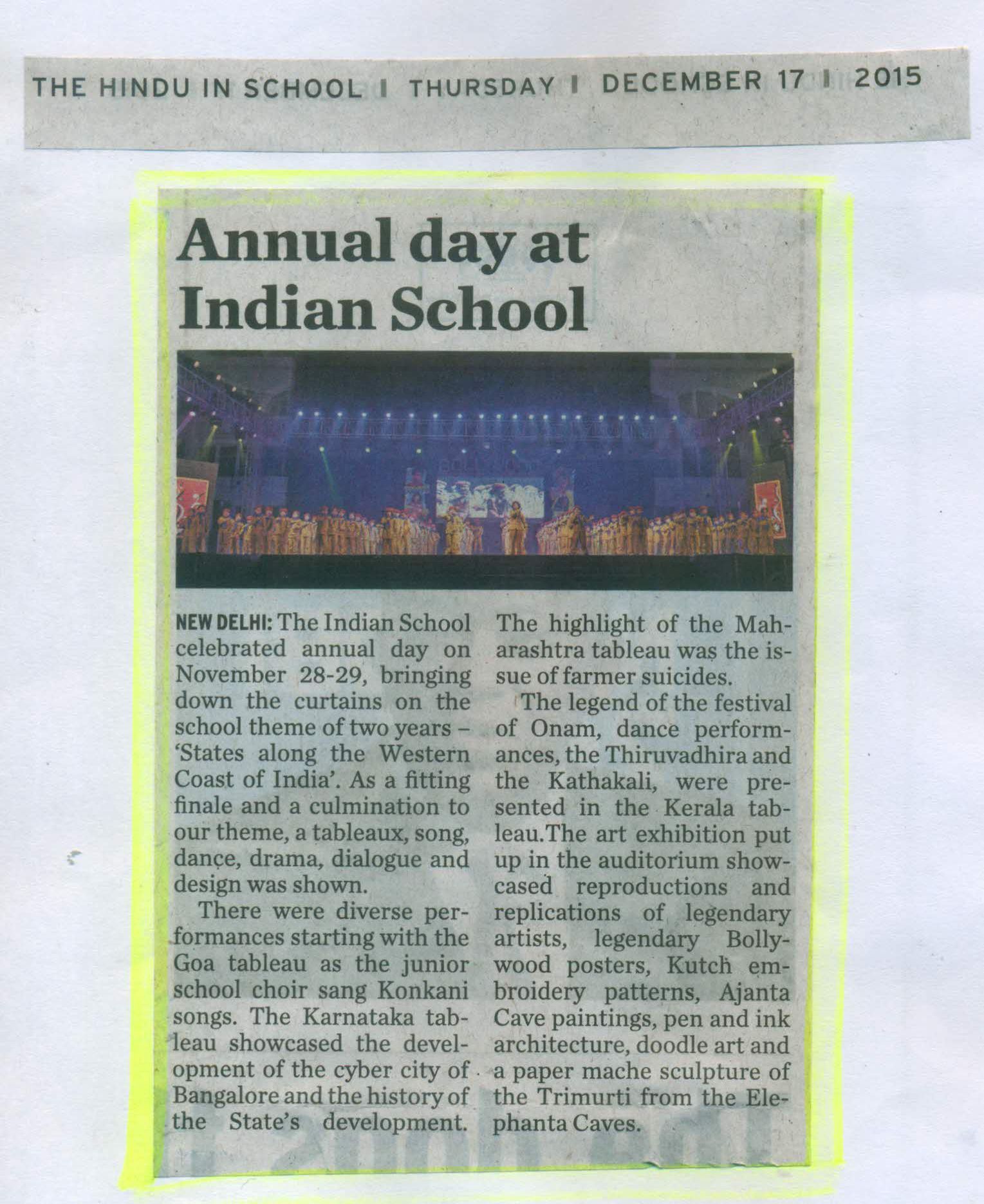 THE HINDU IN SCHOOL, THURSDAY, 17 OCTOBER 2015
