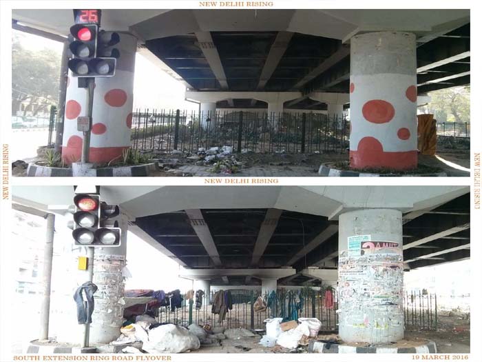 SPOT FIX and tree planting by the Citizenship Programme in the space beneath the South Extension Flyover on the Outer Ring Road on 19 March 2016