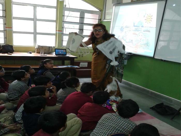  Ms. Nita Ganguly, children's author interacts with primary students.