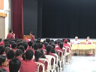 Interaction with School Chairman Mr. Prafull Goradia on 'Science and Religion' , classes 9-11