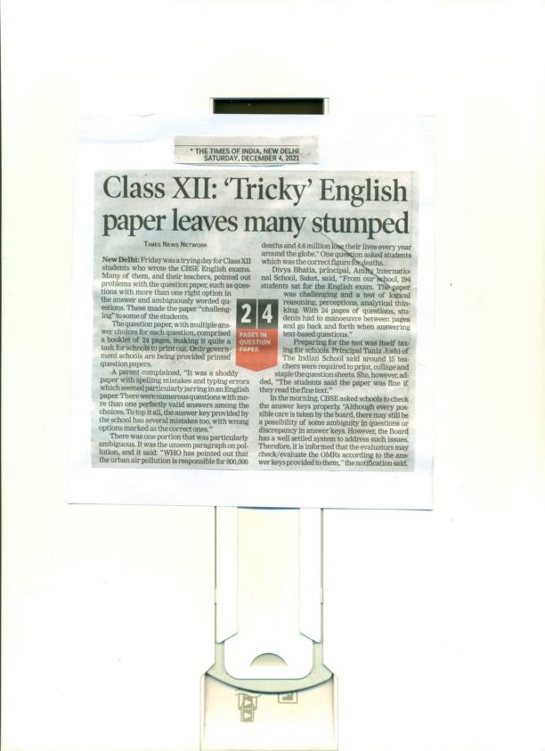 TIMES OF INDIA, SATURDAY, 04 DECEMBER 2021
