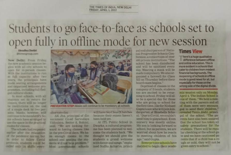 TIMES OF INDIA, FRIDAY,01 APRIL 2022