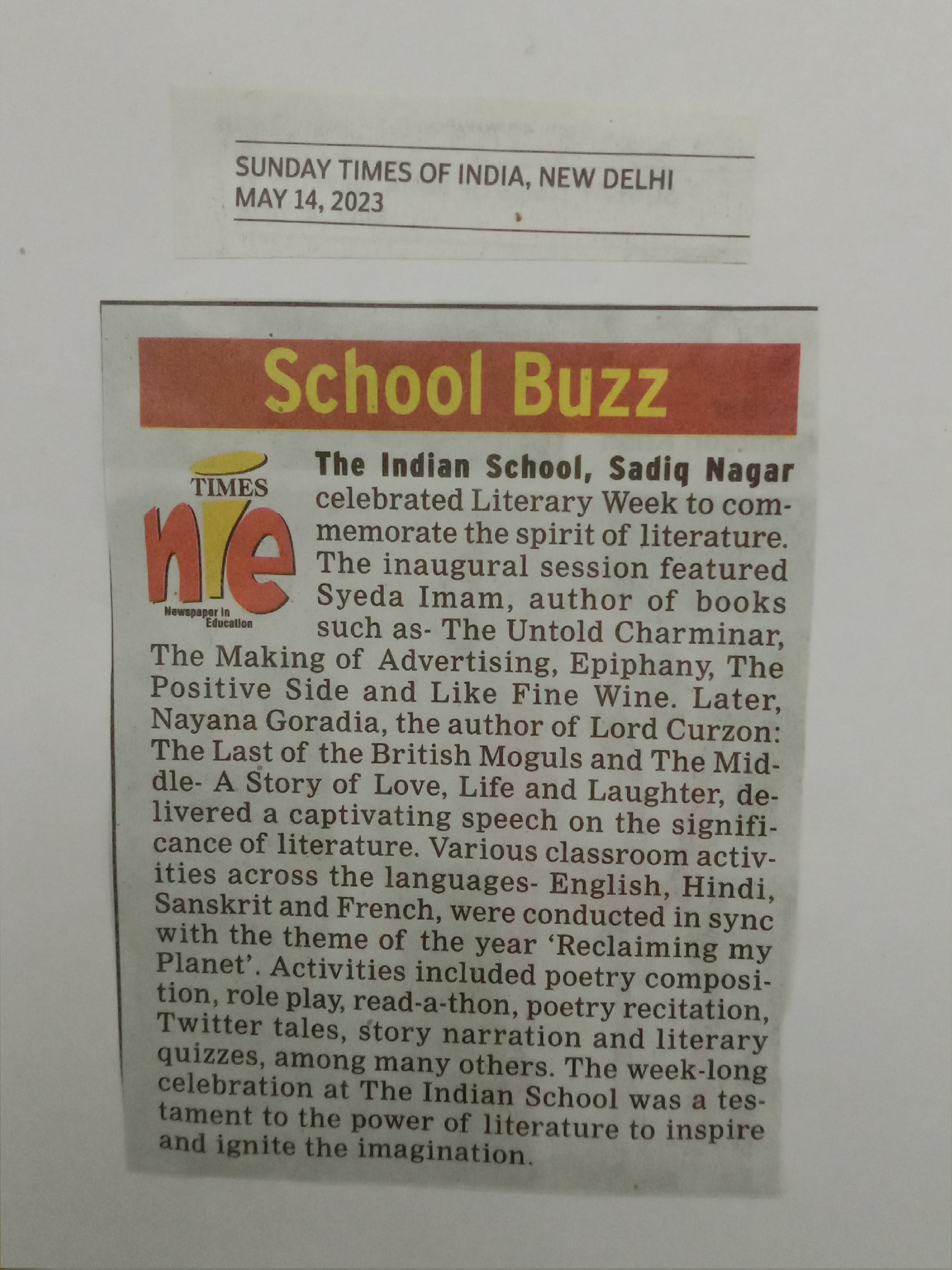 TIMES OF INDIA, SUNDAY,14 MAY 2023