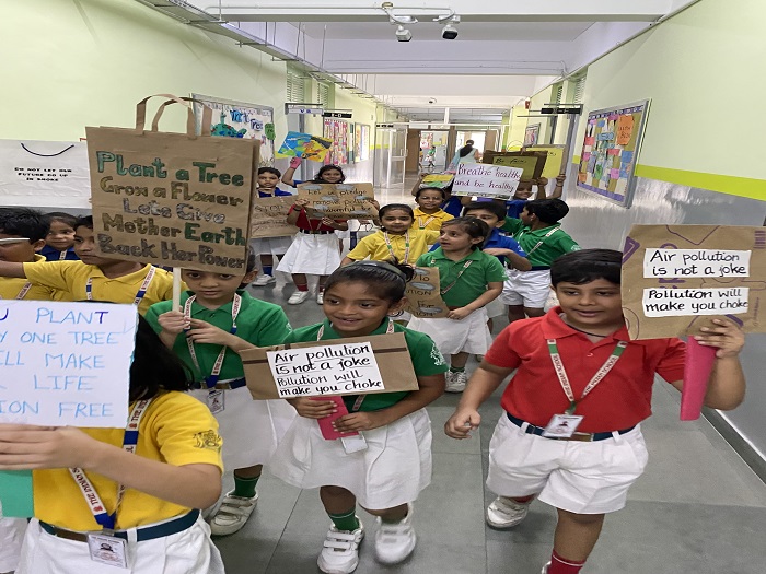 Citizenship Programme- Rally for Air Polution by classes 1 and 2